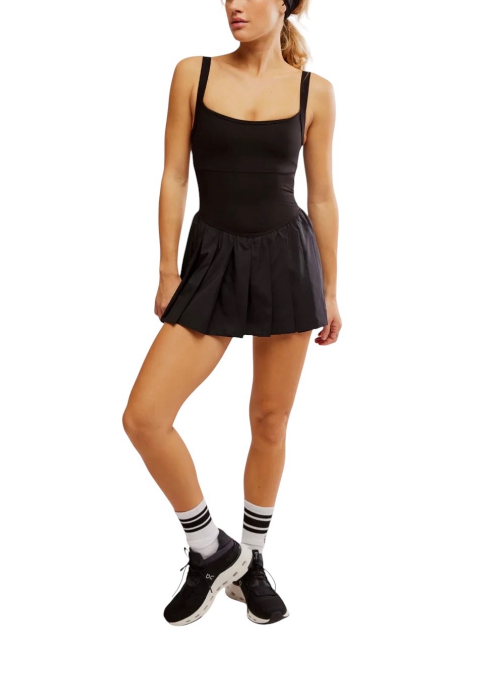 FP Movement by Free People Black Pleated Mini Dress